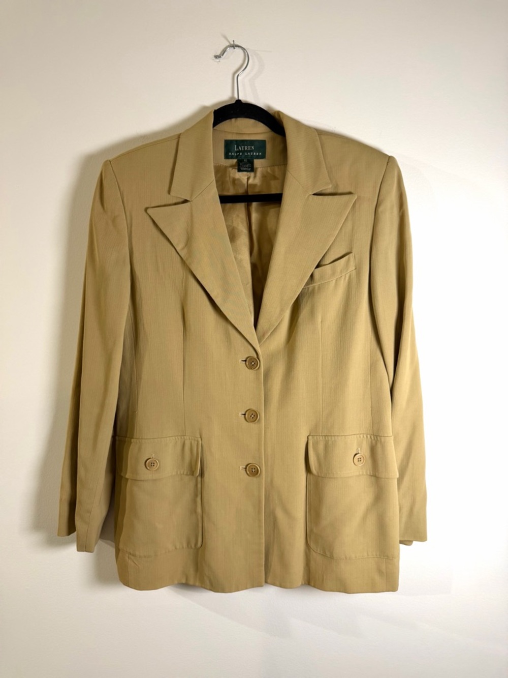 Vintage Ralph Lauren Khaki Tan Single-Breasted Women's Blazer